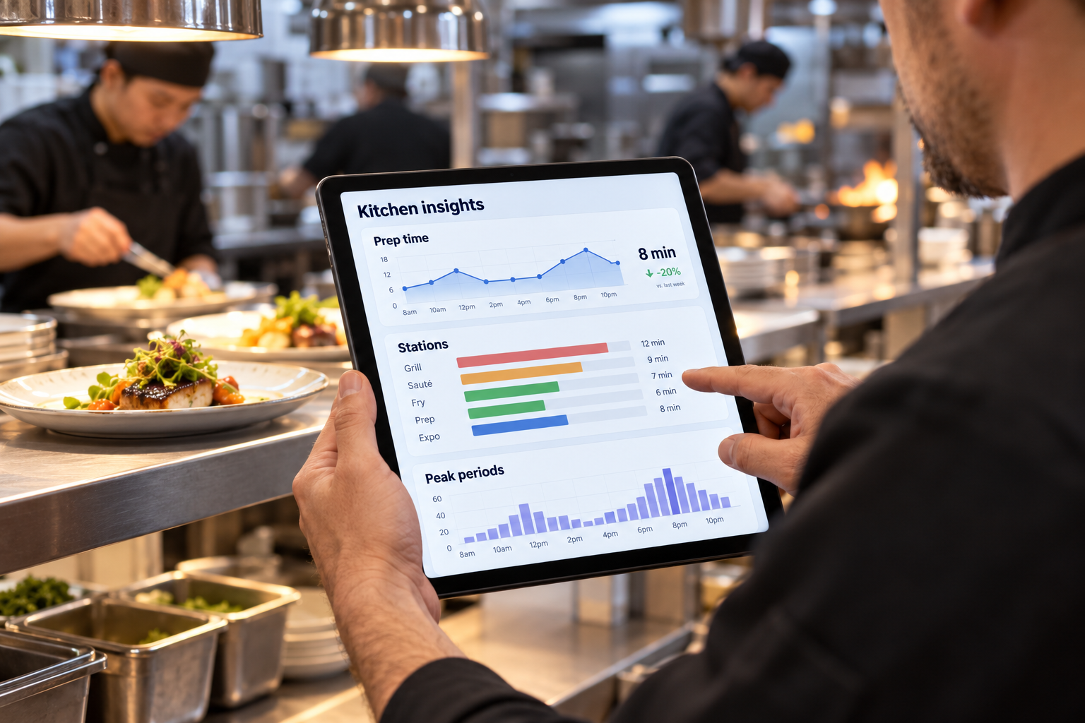 Kitchen display product interface showing operational insight