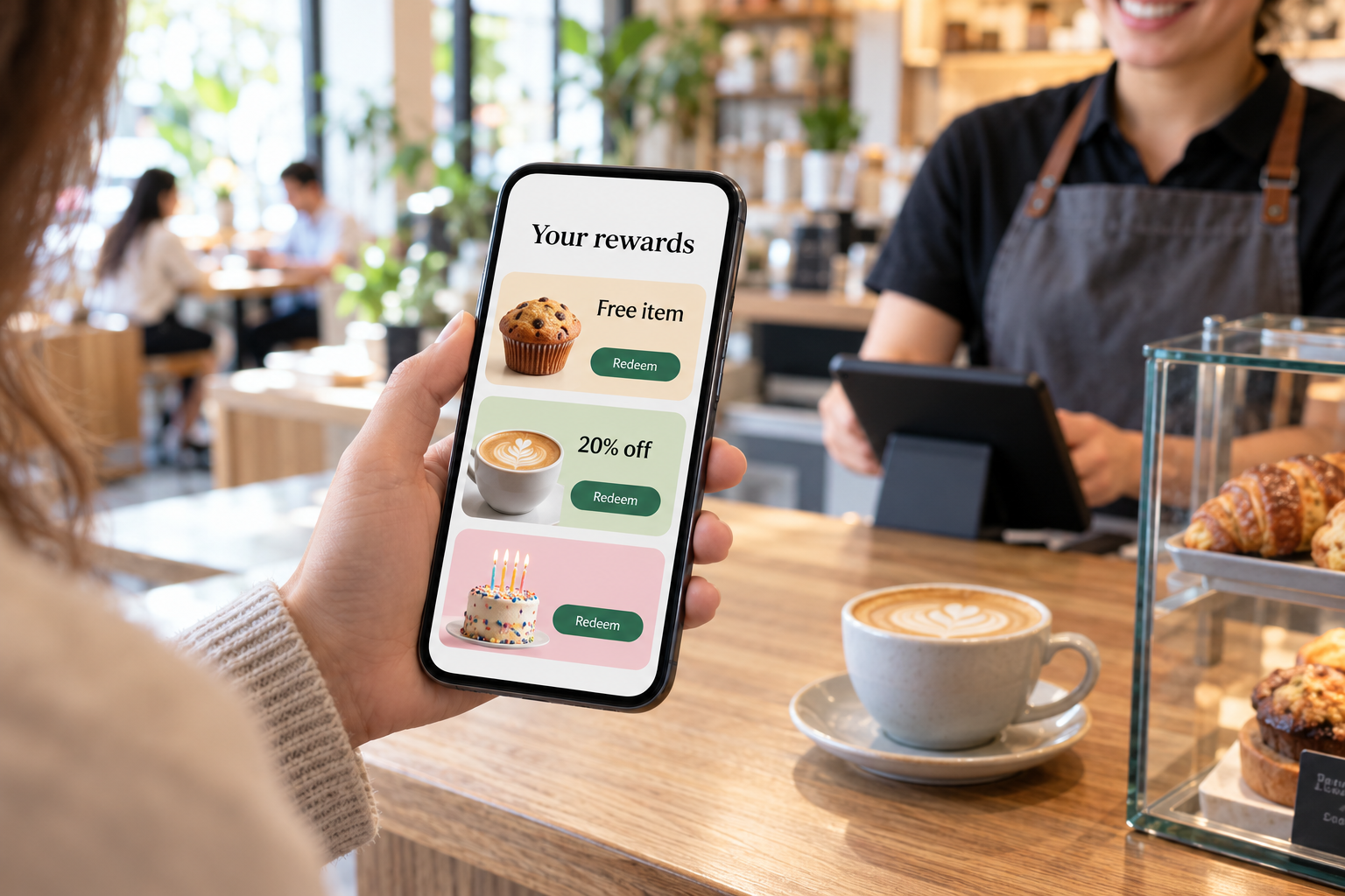 Customer loyalty product interface showing reward choice