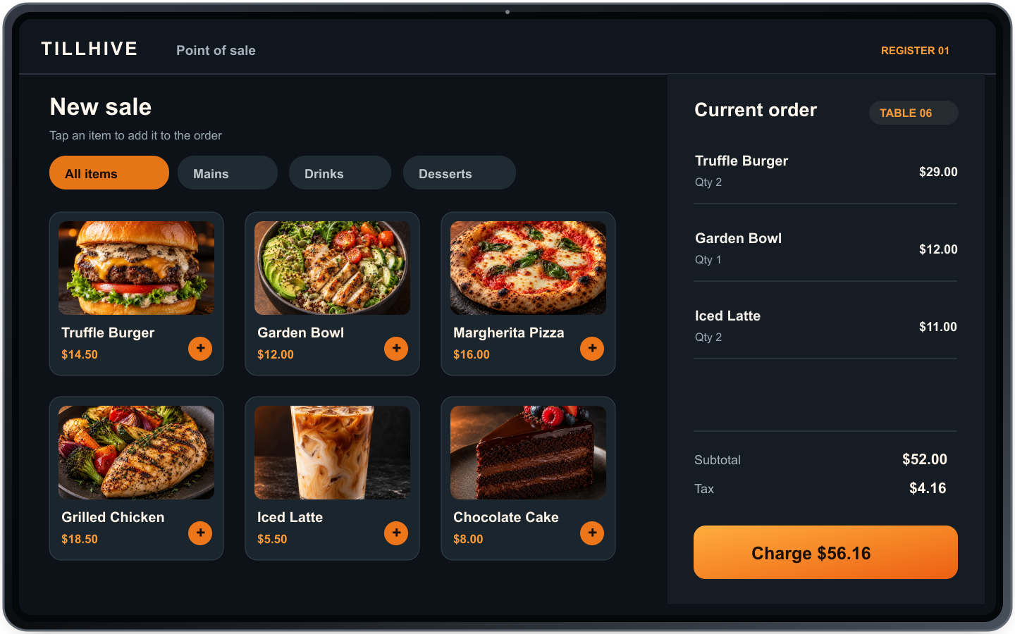 Point of sale product interface showing fast selling